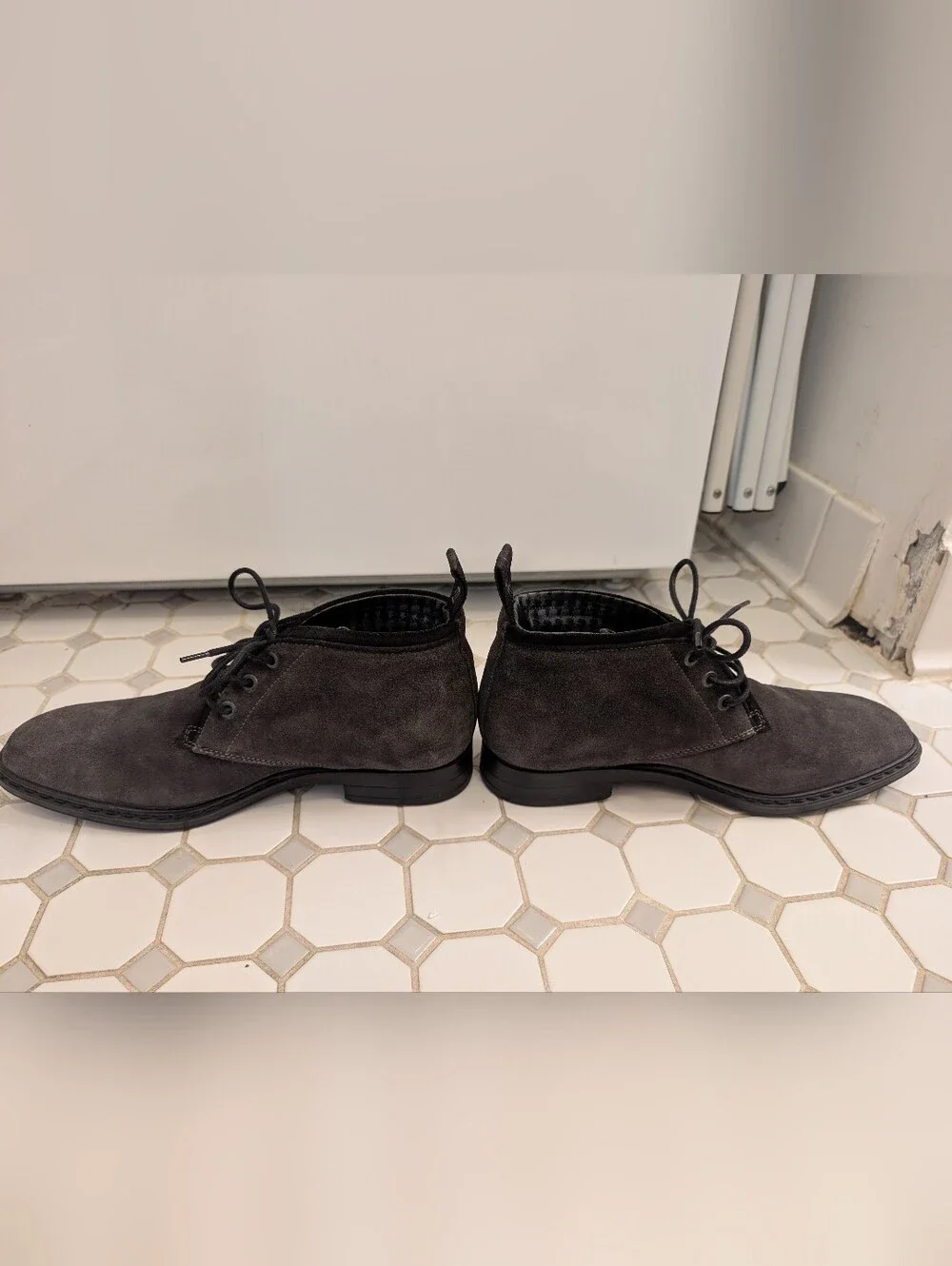 Karl Lagerfeld Men's Charcoal Gray Suede Chukka Boots